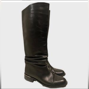 Leather tall black boots 8.5 Made in Italy. Angela Falconi
